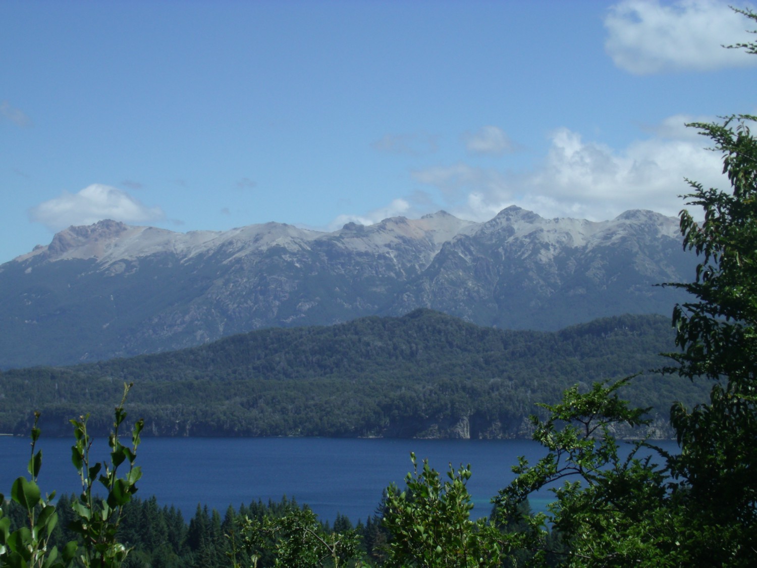 Aerial View Of Lake Lake Nahuel Huapi With The Full Moon On The Horizon