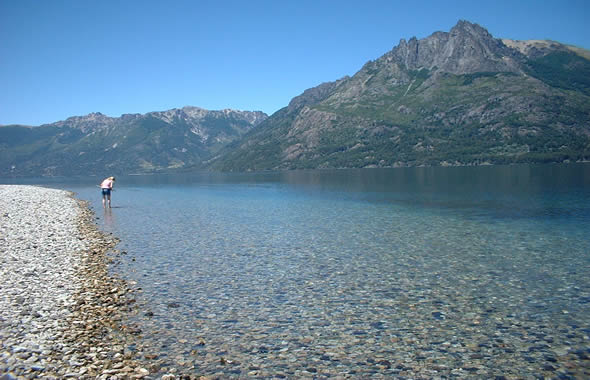 Huechulafquen Lake and Lanín Volcano